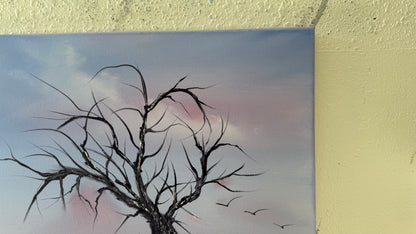 Painting #2179 - 16x20" Canvas - Solitary Tree Landscape painted 12-10-25