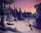 Painting #2184 - 16x20" Canvas - Sunset Winter Landscape painted 12-12-25