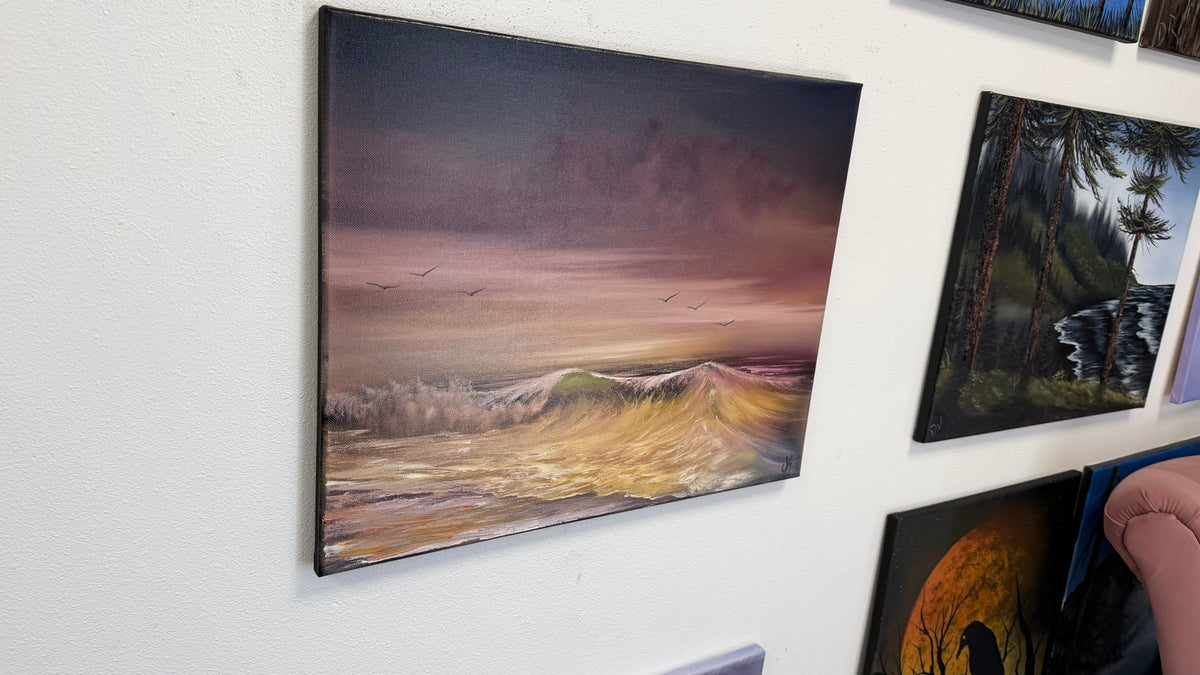 Painting #2639 - 16x20" Canvas - Sunset Seascape painted 10-5-26