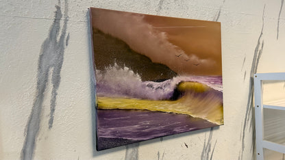 Painting #2165 - 16x20" Canvas - Sunset Seascape painted 11-26-25