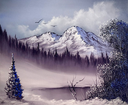Painting #2234 - 20x24" Canvas - Winter Landscape painted 1-12-26