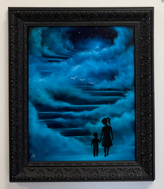 Painting #2560 - 16x20" Framed Canvas - Stairway to Heaven painted 8-22-26