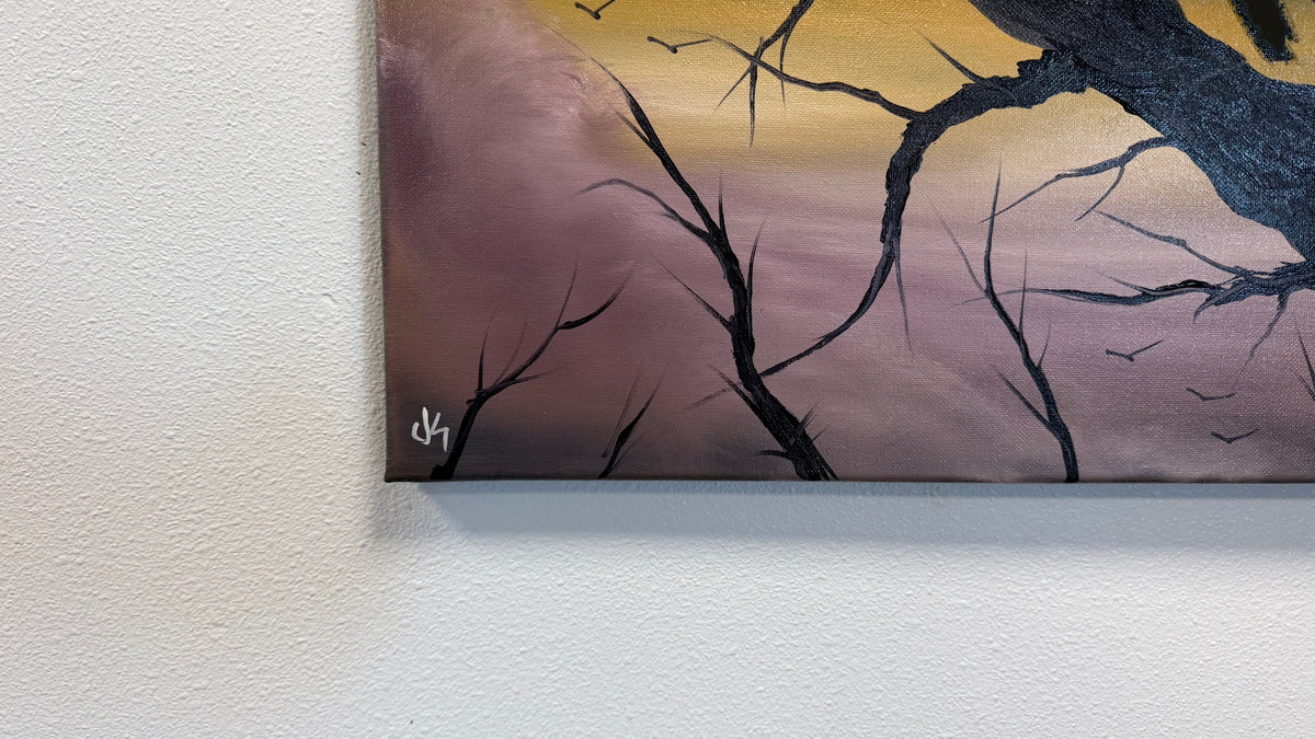 Painting #2609 - 16x20" Canvas - Raven Moon Landscape painted 9-19-26