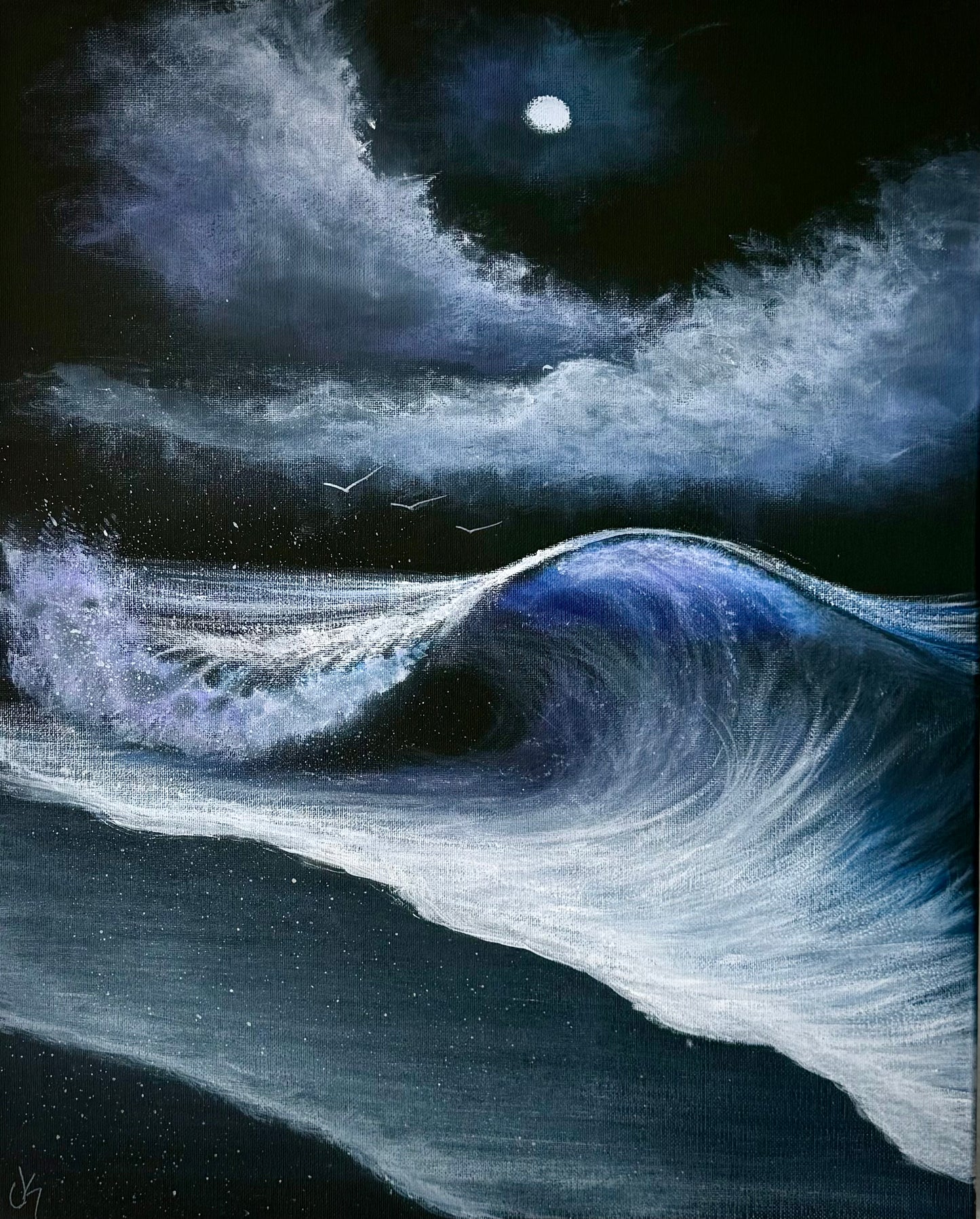 Painting #2371 - 16x20" Canvas - Acrylic Seascape painted 4-4-26