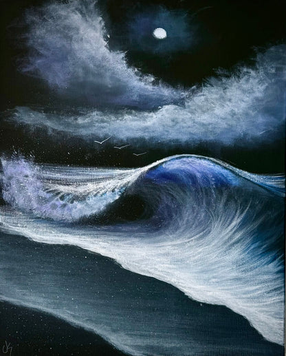 Painting #2371 - 16x20" Canvas - Acrylic Seascape painted 4-4-26