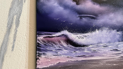 Painting #2263 - 16x20" Canvas - UFO Seascape painted 1-30-26