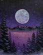 Painting # by Dani from Happily Painted - 16x20" Canvas - Full Moon over Glitter Lake