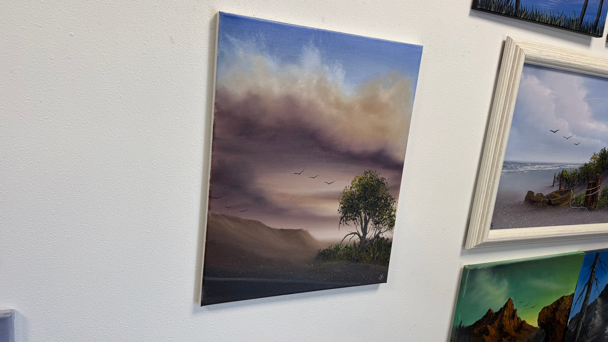 Painting #2602 - 16x20" Canvas - Dramatic Desert Sky painted 9-16-26