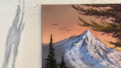 Painting #2354 - 16x20" Canvas - Mountains River Landscape painted 3-24-26
