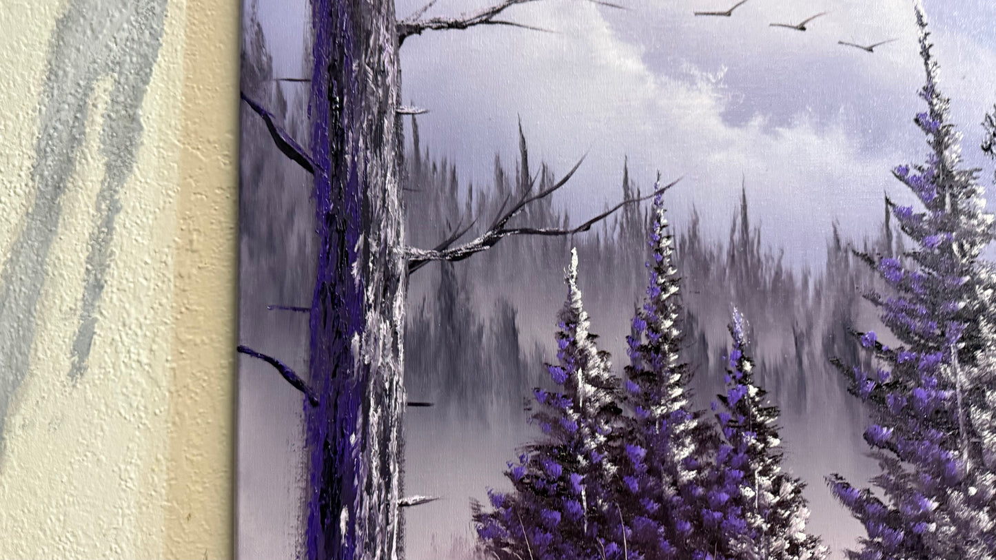 Painting #2233 - 20x24" Canvas - Winter Landscape painted 1-11-26