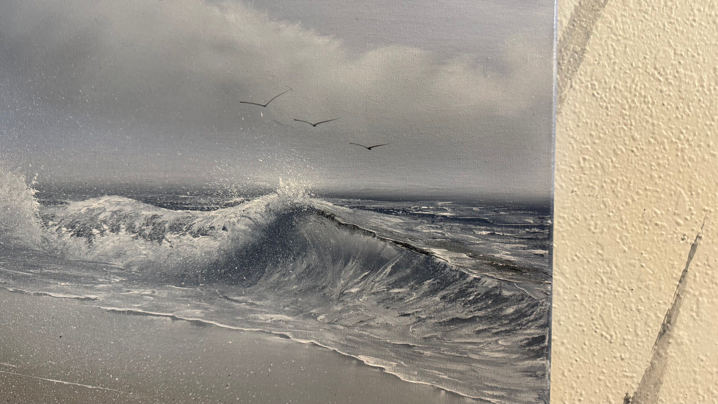 Painting #2298 - 16x20" Canvas - Crashing Wave Seascape painted 2-22-26