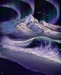 Painting #2403 - 16x20" Canvas - Aurora Mountain Seascape painted 4-21-26