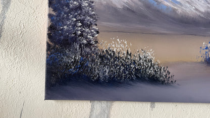 Painting #2145 - 16x20" Canvas - Christmas Tree Mountain Landscape with Fairy Lights painted 11-14-25