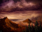 Painting #2606 - 22x28" Canvas - Dramatic Sunset Mountain Landscape painted 9-18-26