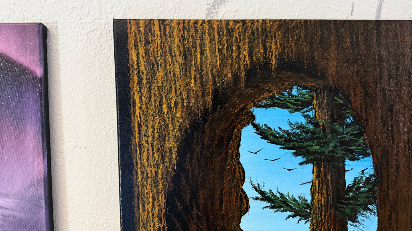 Painting #2356 - 16x20" Canvas - Acrylic Tree Bark Oval painted 3-26-26