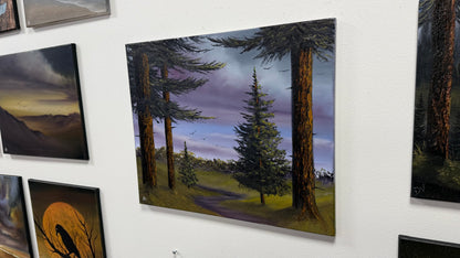 Painting #2643 - 20x24" Canvas - Cloudy Blue Sky Landscape painted 10-9-26