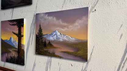 Painting #2390 - 16x20" Canvas - Sunset Mountain River Landscape painted 4-14-26