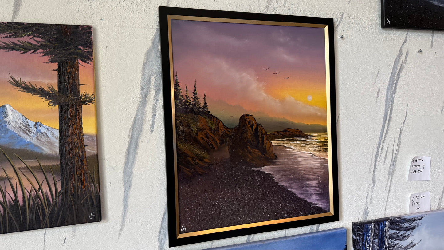 Painting #2438 - 20x24" Framed Canvas - West Coast Seascape painted 5-15-26
