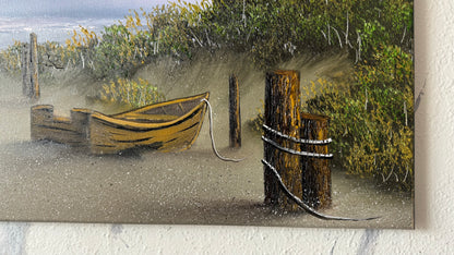 Painting #2428 - 16x20" Canvas - Row Boat Seascape painted 5-5-26