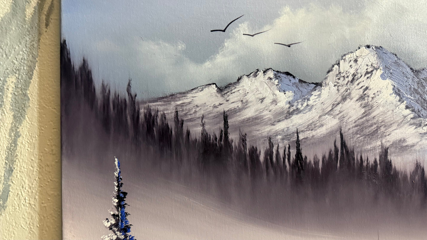 Painting #2234 - 20x24" Canvas - Winter Landscape painted 1-12-26