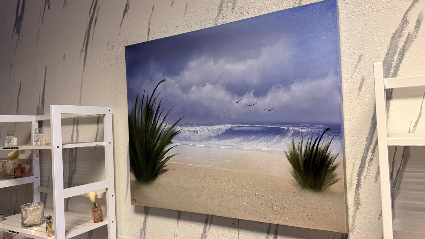 Painting #2192 - 24x30" Canvas - Dune Grass Seascape painted 12-18-25