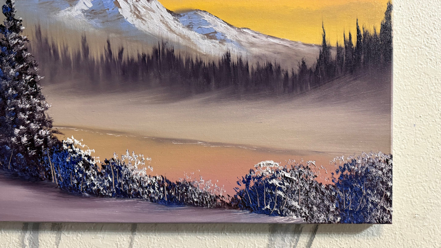 Painting #2290 - 20x24" Canvas - Winter Landscape painted 2-15-26