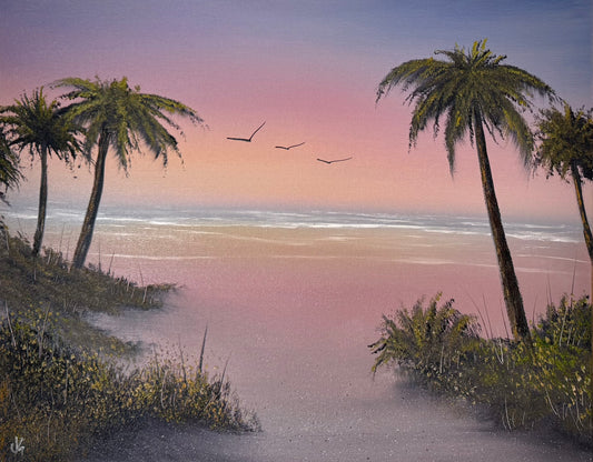Painting #2241 - 16x20" Canvas - Sunset Seascape painted 1-17-26