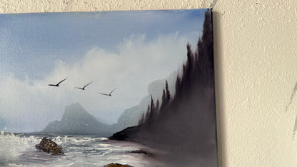 Painting #2062 - 16x20" Canvas - In The Mist - Oregon Coast Seascape painted 9-18-25