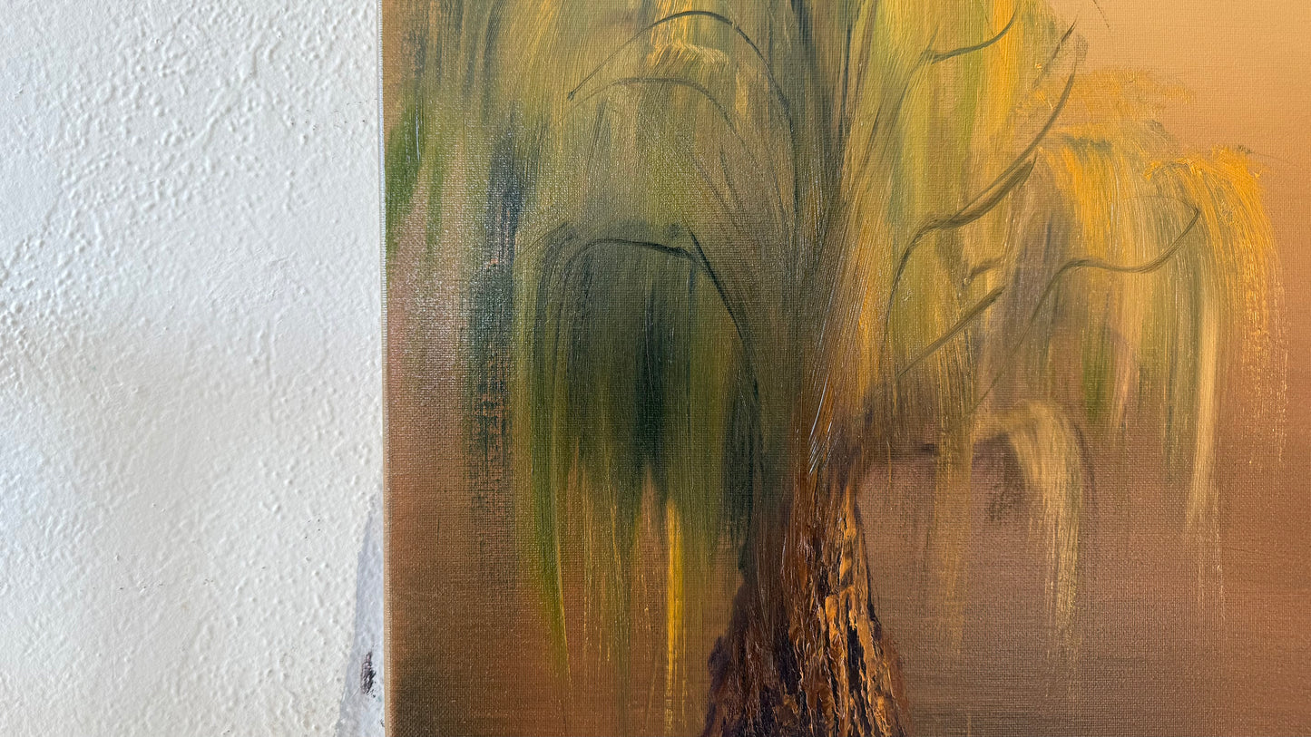 Painting #2060 - 16x20" Canvas - Willow Tree Landscape painted 9-18-25