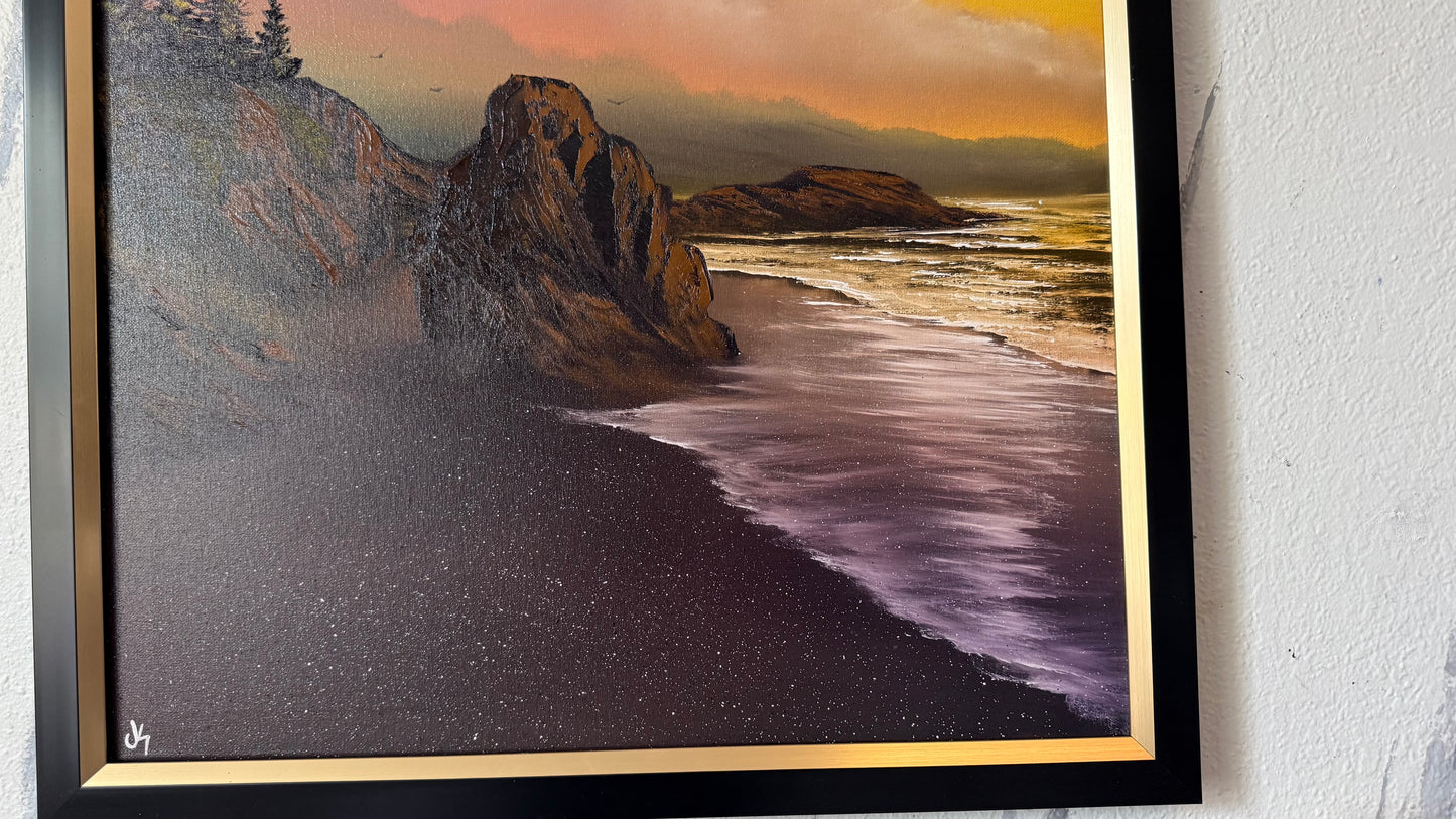 Painting #2438 - 20x24" Framed Canvas - West Coast Seascape painted 5-15-26