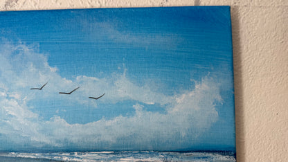 Painting #2369 - 14x14" Canvas - Row Boat Seascape painted 4-1-26