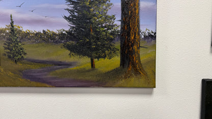 Painting #2643 - 20x24" Canvas - Cloudy Blue Sky Landscape painted 10-9-26