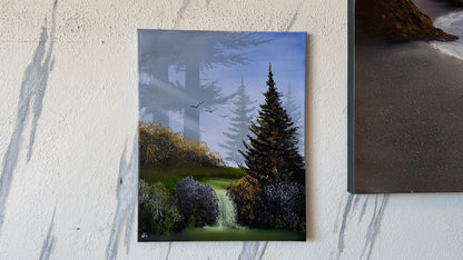 Painting #2491 - 16x20" Canvas - Forest Waterfall painted 6-21-26