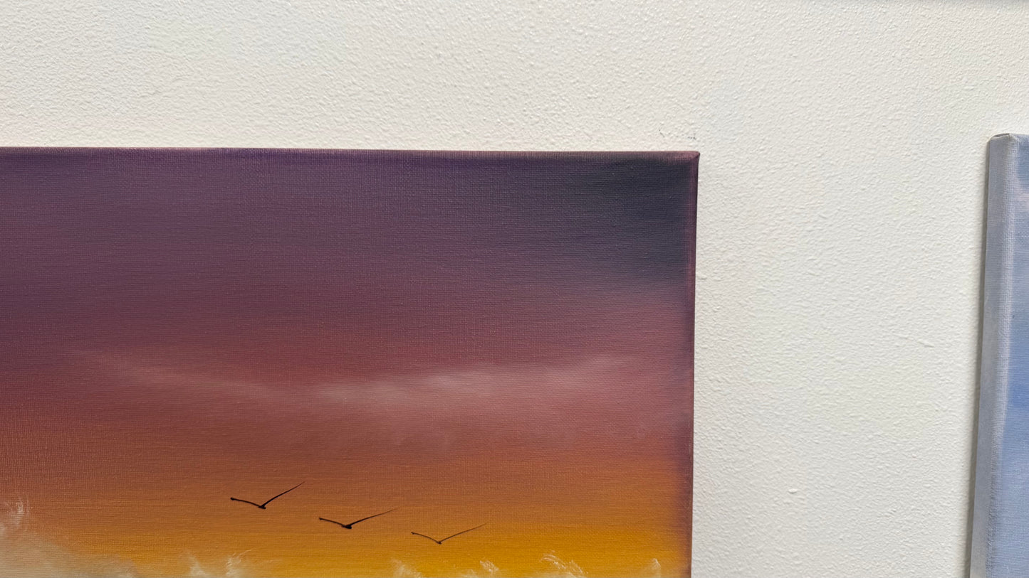 Painting #2537 - 16x20" Canvas - East Coast Surise Seascape painted 8-2-26