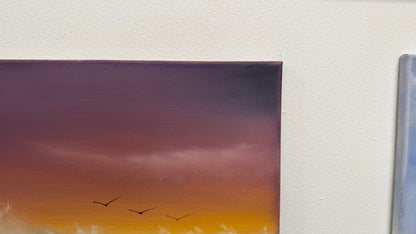 Painting #2537 - 16x20" Canvas - East Coast Surise Seascape painted 8-2-26
