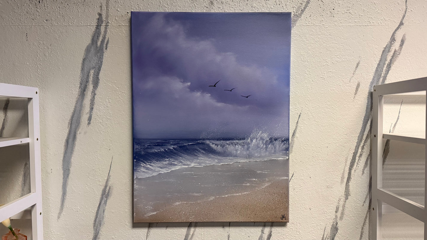 Painting #2169 - 18x24" Canvas - Crashing Wave Seascape painted 12-4-25