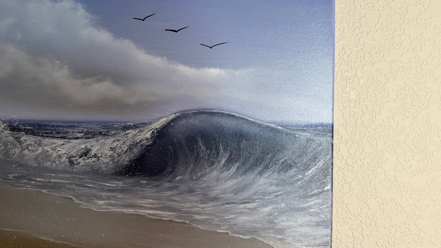 Painting #2506 - 16x20" Canvas - Ocean Crashing Wave Seascape painted 7-7-26