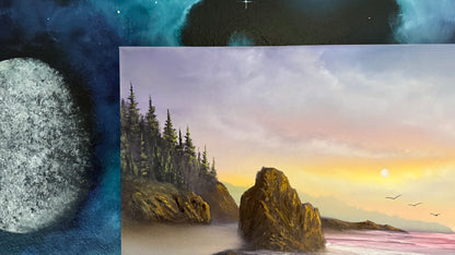 Painting #2268 - 36x36" Pro Series Canvas - Sunset Seascape painted 2-2-26