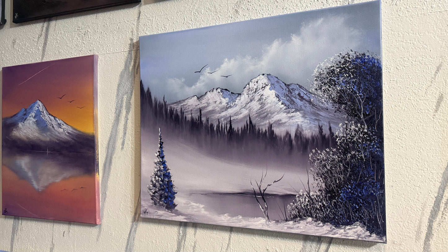 Painting #2234 - 20x24" Canvas - Winter Landscape painted 1-12-26