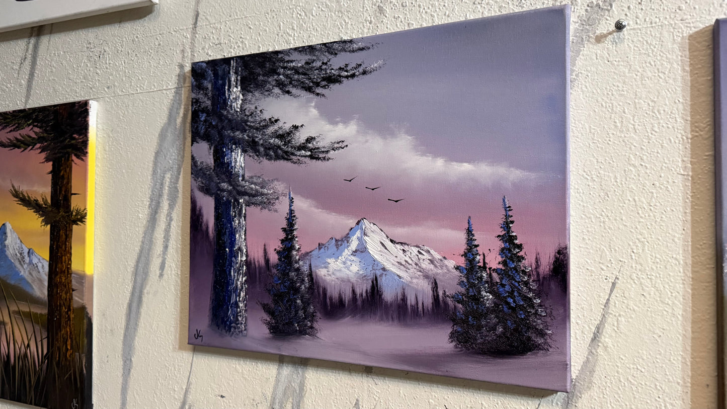 Painting #2453 - 16x20" Canvas - Sunrise Winter Landscape painted 5-22-26