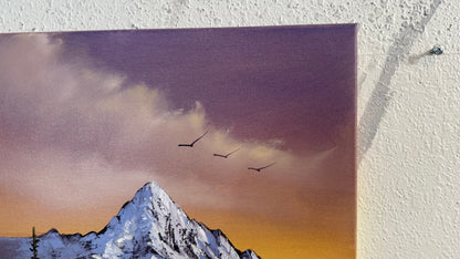 Painting #2388 - 16x20" Canvas - Sunset Mountain Landscape painted 4-14-26