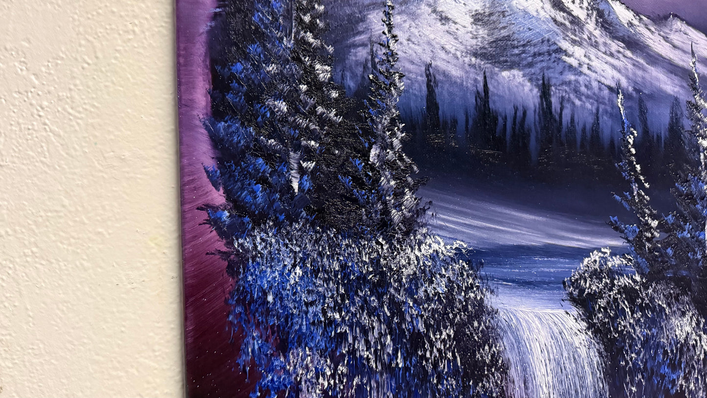 Painting #2195 - 16x20" Canvas - Portal Painting Mt Hood Waterfall painted 12-19-25