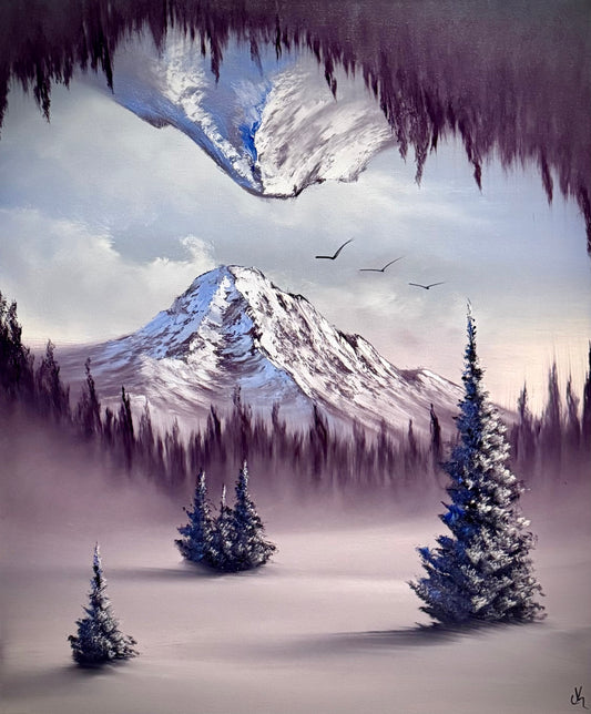 Painting #2217 - 20x24" Canvas - Winter Landscape painted 1-2-26