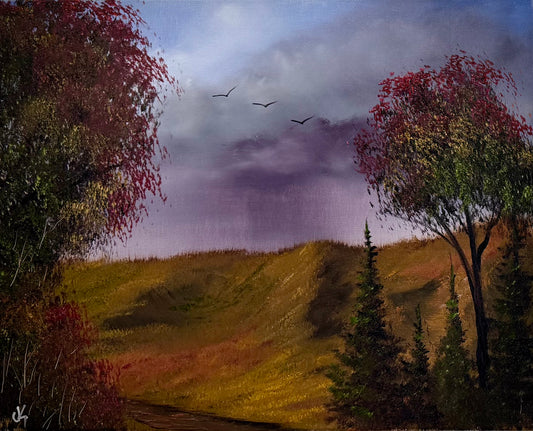 Painting #2618 - 16x20" Canvas - Autumn Landscape painted 9-25-26