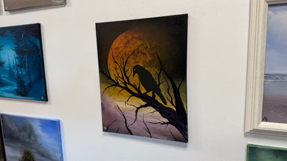Painting #2609 - 16x20" Canvas - Raven Moon Landscape painted 9-19-26