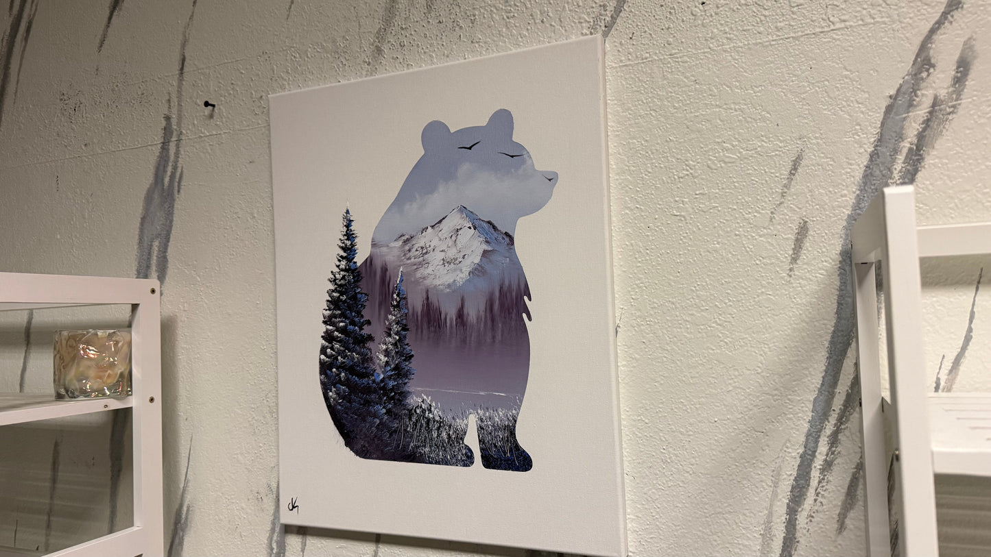 Painting #2066 - 16x20" Canvas - Sitting Bear painted 9-20-25