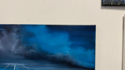 Painting #2598 - 18x24" Black Canvas - 40,000ft - Blue Cloudscape painted 9-13-26