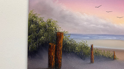 Painting #2576 - 16x20" Canvas - Sunset Seascape painted 8-31-26
