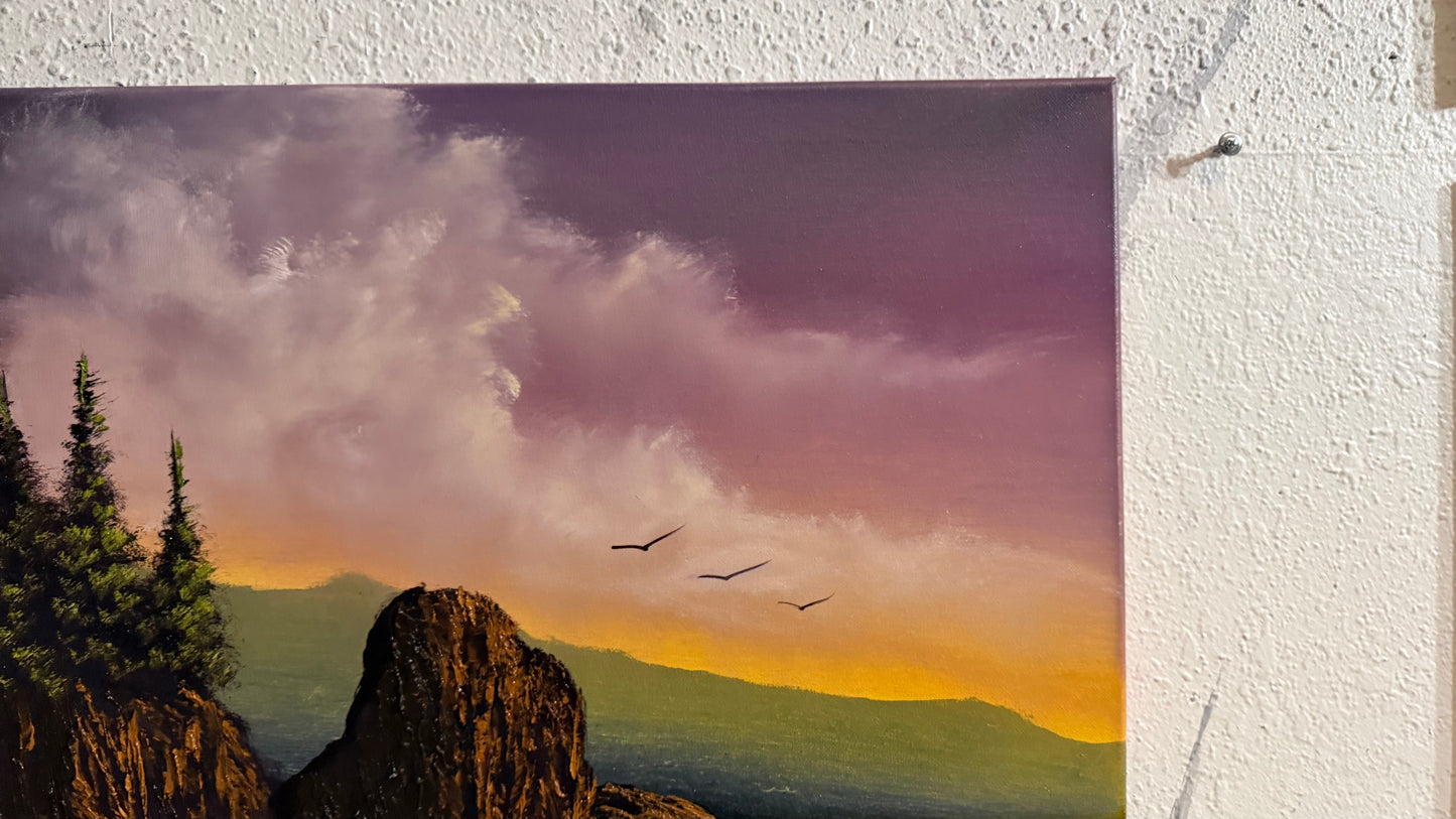 Painting #2478 - 20x24" Canvas - Sunset Oregon Coast Seascape painted 6-5-26