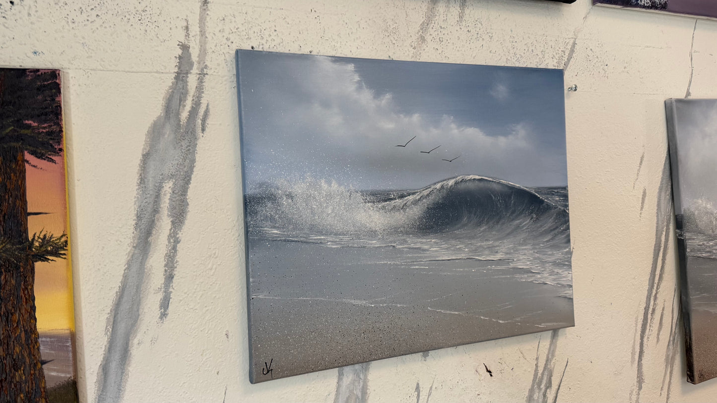 Painting #2365 - 16x20" Canvas - Crashing Wave Seascape painted 3-30-26